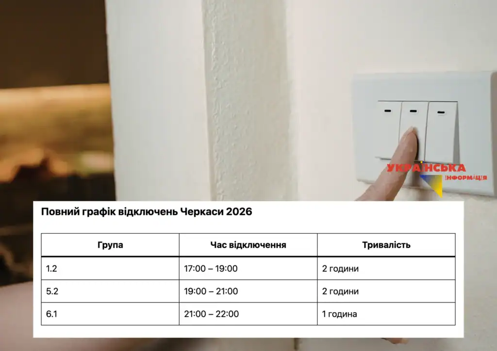 Повний графік відключень Черкаси 2026