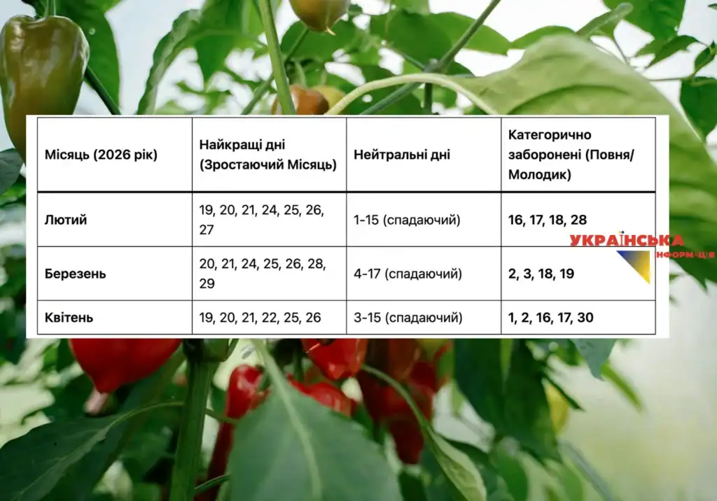 посівний календар на перць