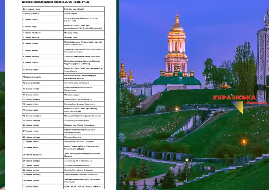 церковний календар на травень за новим стилем