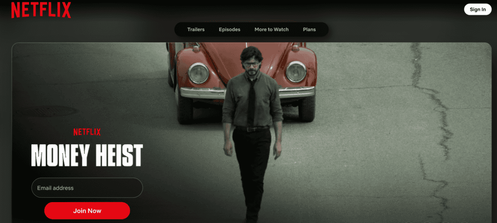 Офіційна сторінка серіалу Паперовий будинок на платформі Netflix