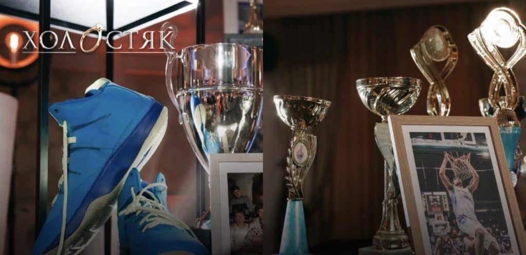 На фото зображено нагороди та трофеї нового холостяка у чемпіонатах гри баскетбол
